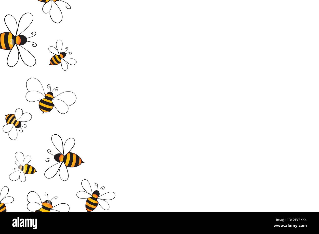 Cartoon cute bee mascot. Merry bee with an empty table. Small wasp ...