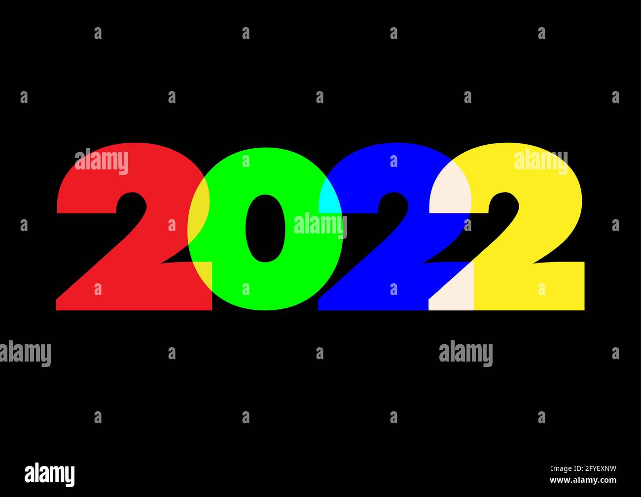 2022, happy new year. Vector creative number on black background Stock Vector