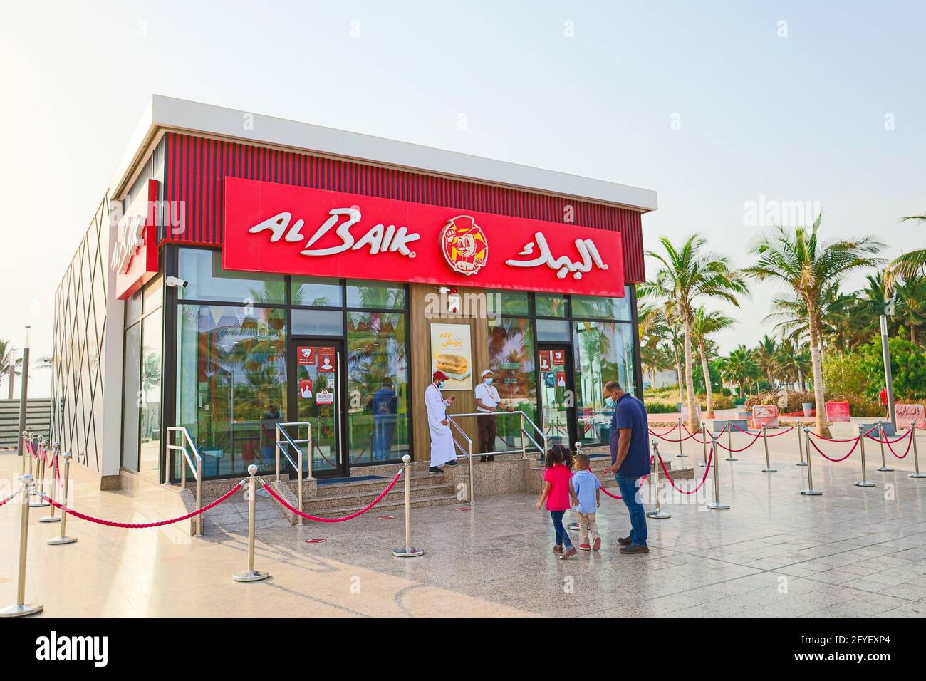 JEDDAH, SAUDI ARABIA – April 30, 2021:  Al baik restaurant in Jeddah beach Stock Photo
