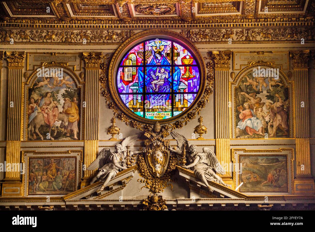 Stained glass interior of the Basilica di Santa Maria Maggiore in Rome, Italy Stock Photo
