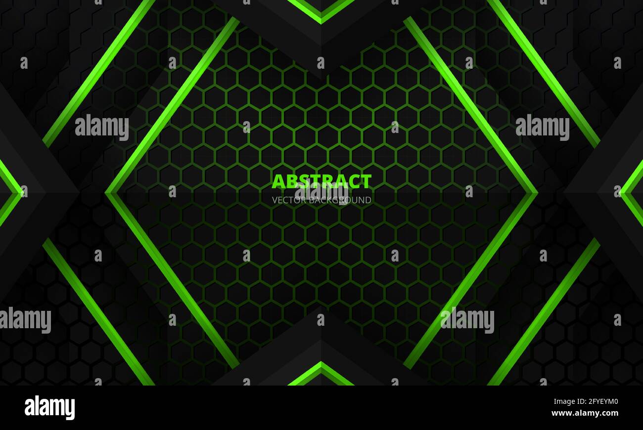 Futuristic black and green abstract gaming banner design template with  hexagon carbon fiber. Dark tech hexagonal concept vector background for game  Stock Vector Image & Art - Alamy