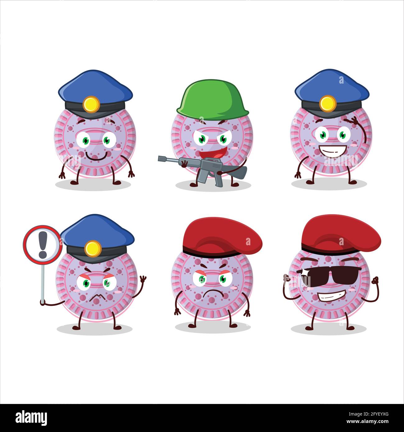 A dedicated Police officer of strawberry biscuit mascot design style. Vector illustration Stock Vector