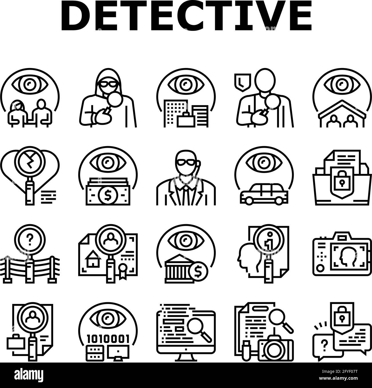 Private Detective Collection Icons Set Vector Stock Vector Image & Art
