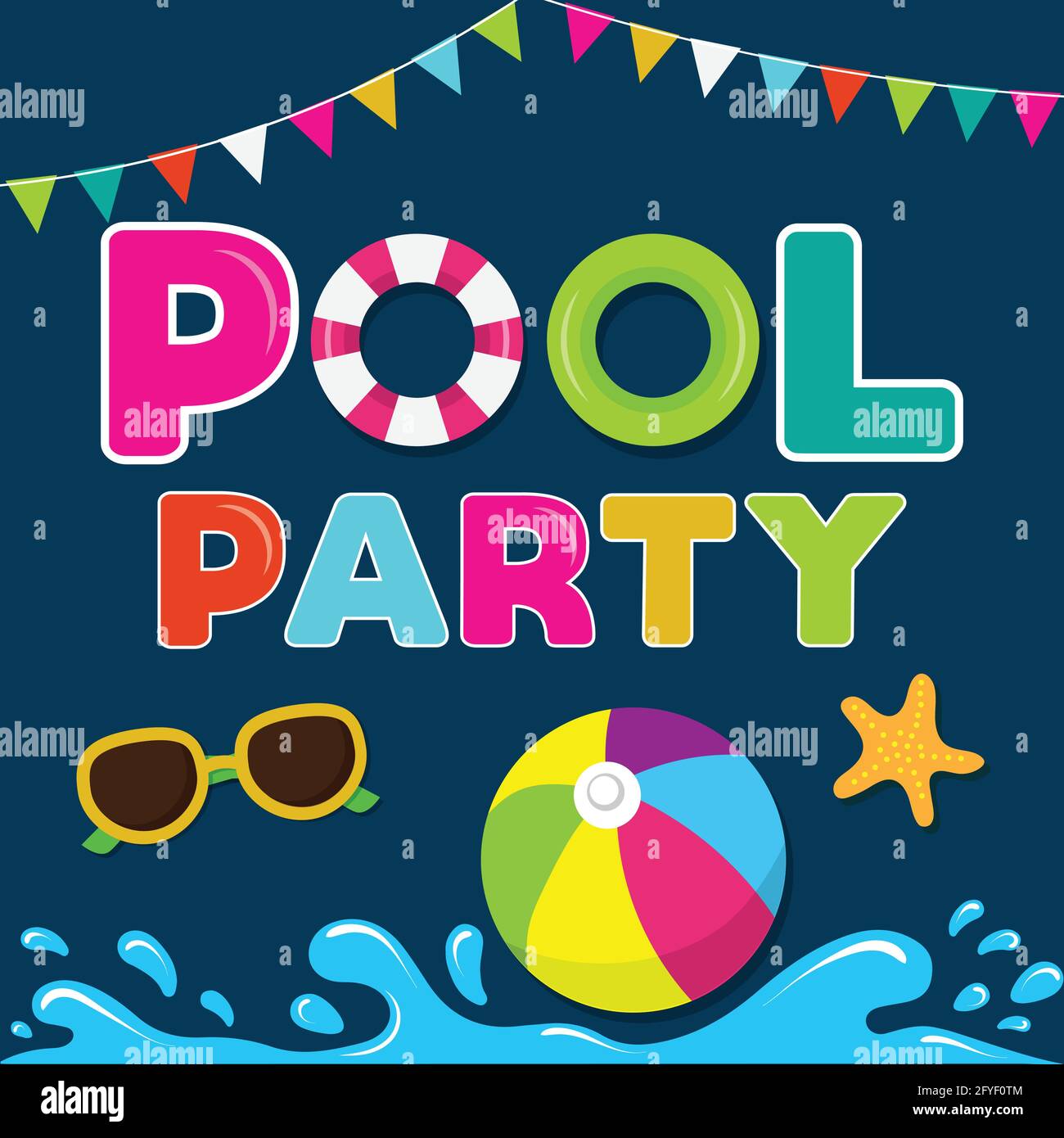 Funny Summer Banner Pool Party Stock Vector Image And Art Alamy 