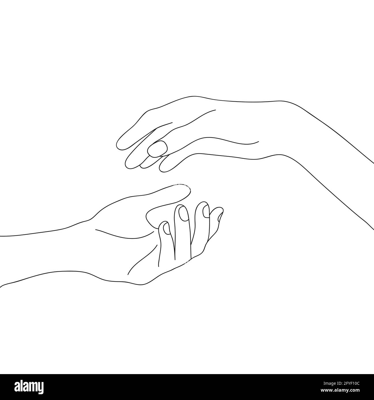 Line art hands vector illustration isolated on white background. Vector illustration. Concept for wall art, logo, card, banner Stock Vector