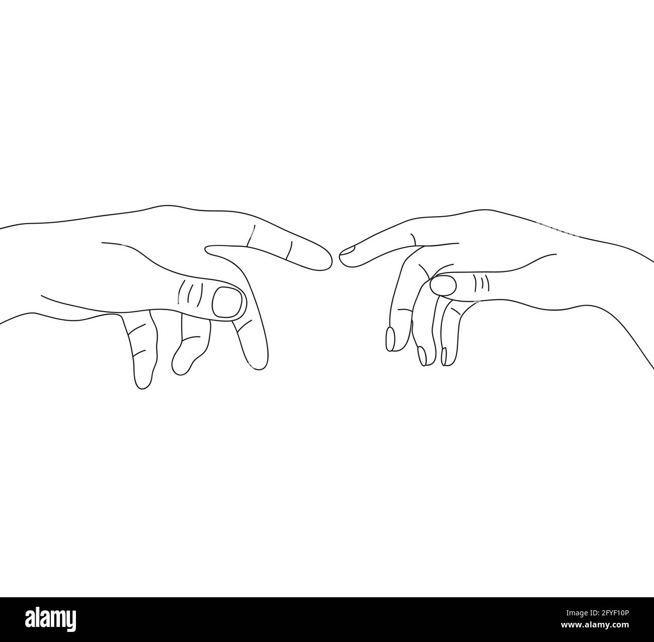 Line art hands vector illustration isolated on white background. Vector illustration. Concept for wall art, logo, card, banner Stock Vector