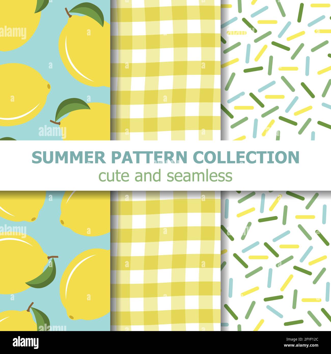 summer pattern collection. Lemon theme. Summer banner. Vector Stock Vector