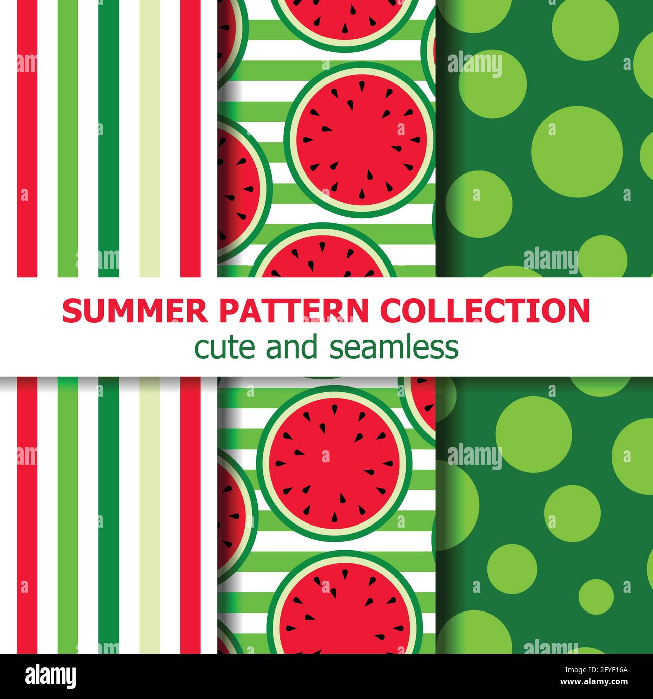 Delicious summer pattern collection. Watermelon theme. Summer banner. Vector Stock Vector