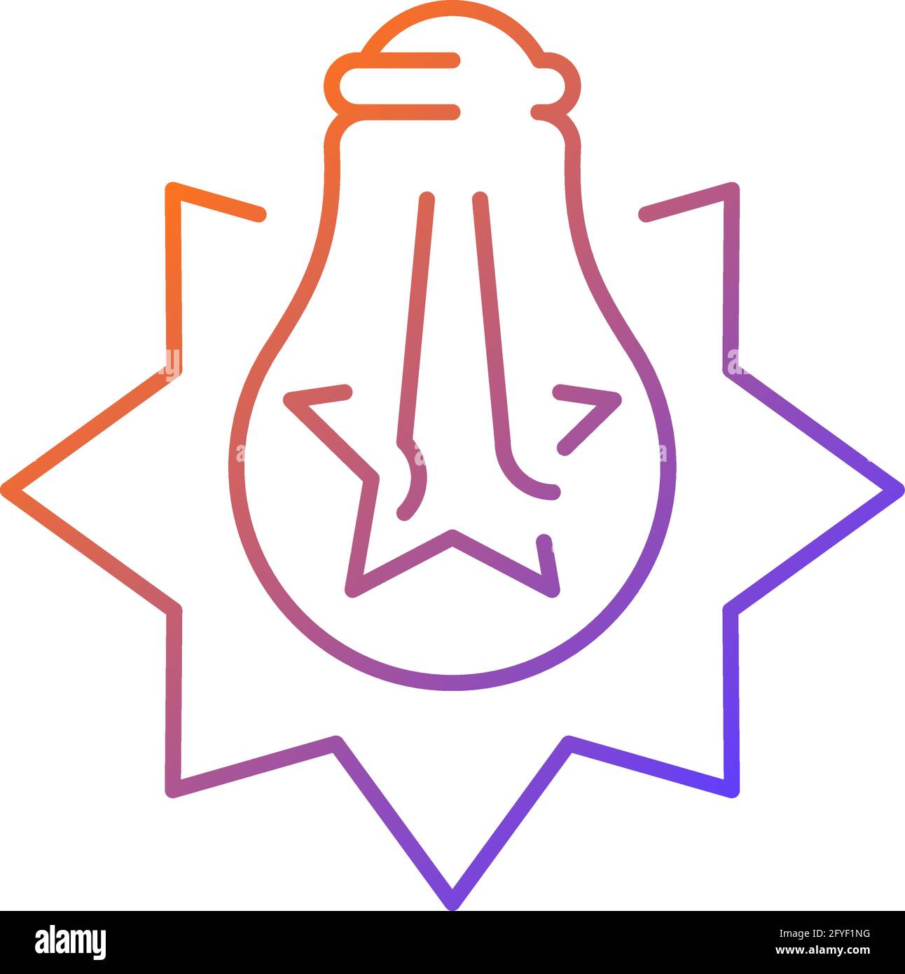 Exploding light bulb gradient linear vector icon Stock Vector