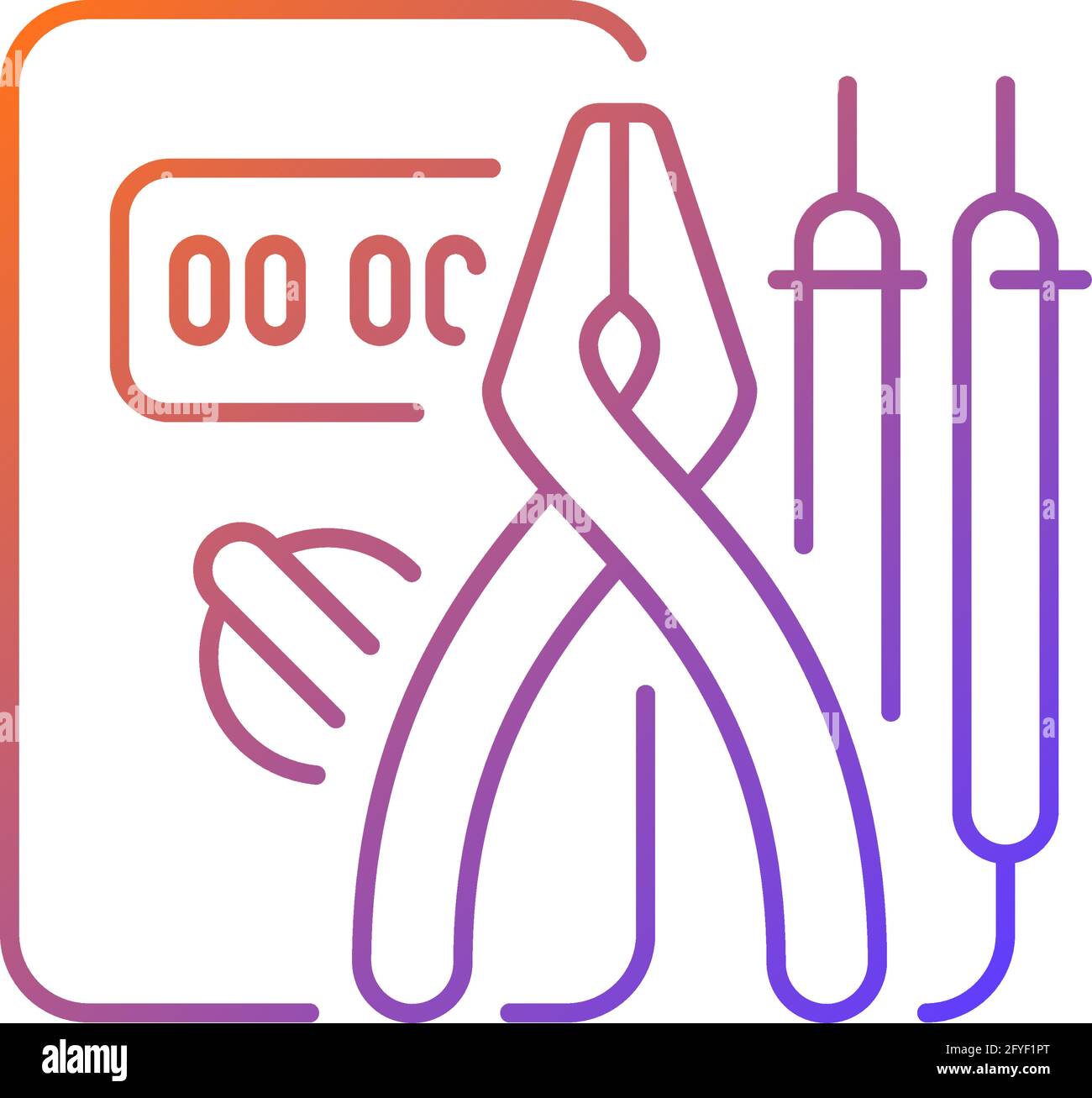 Electrician tools gradient linear vector icon Stock Vector