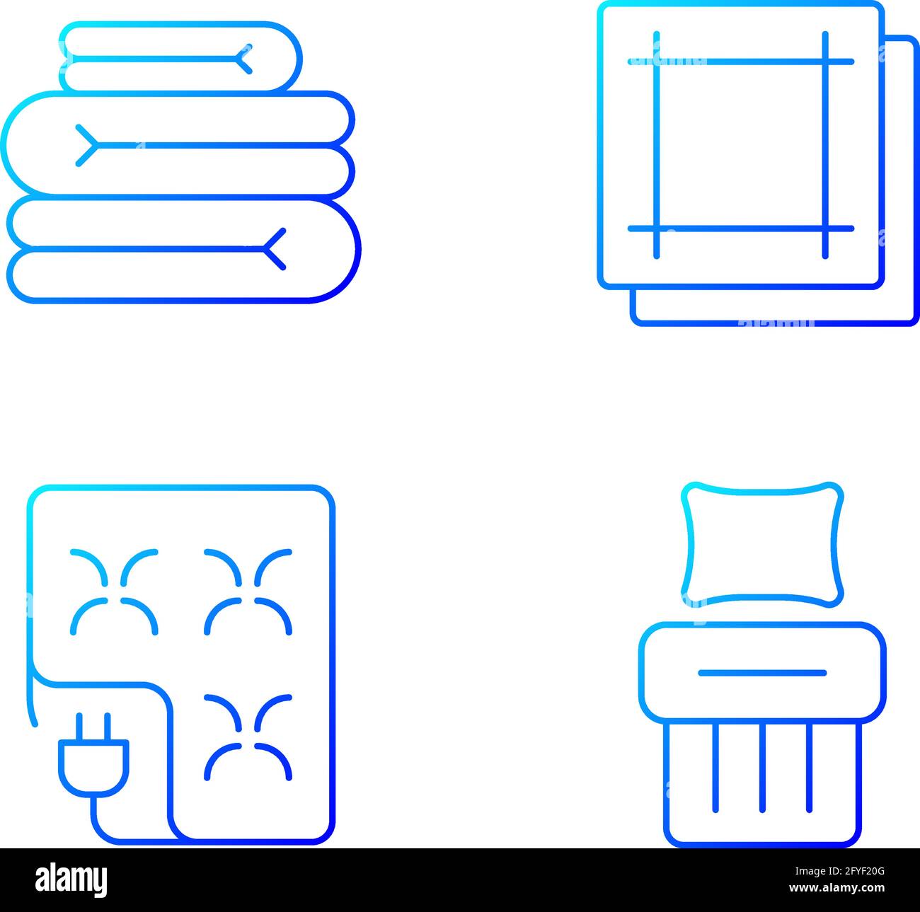 Household textile gradient linear vector icons set Stock Vector