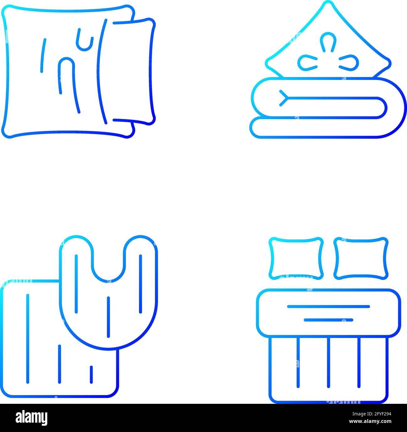 Domestic textile gradient linear vector icons set Stock Vector
