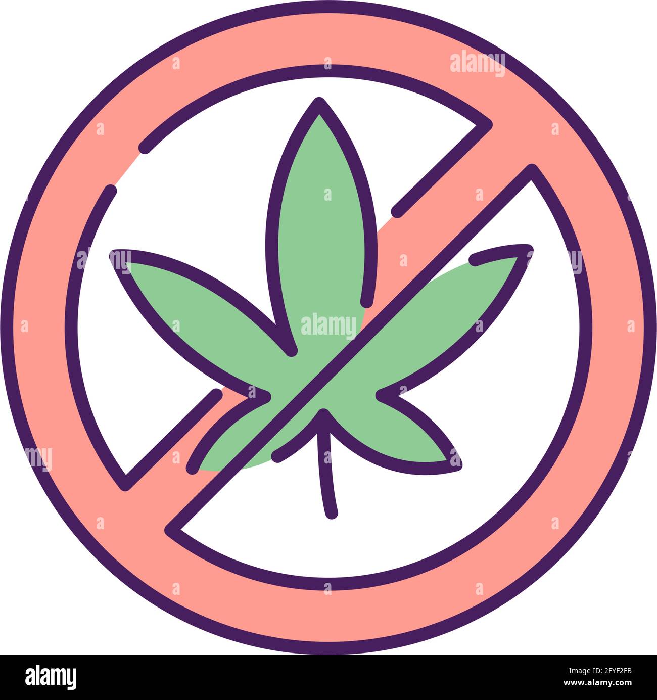 No cannabis RGB color icon Stock Vector