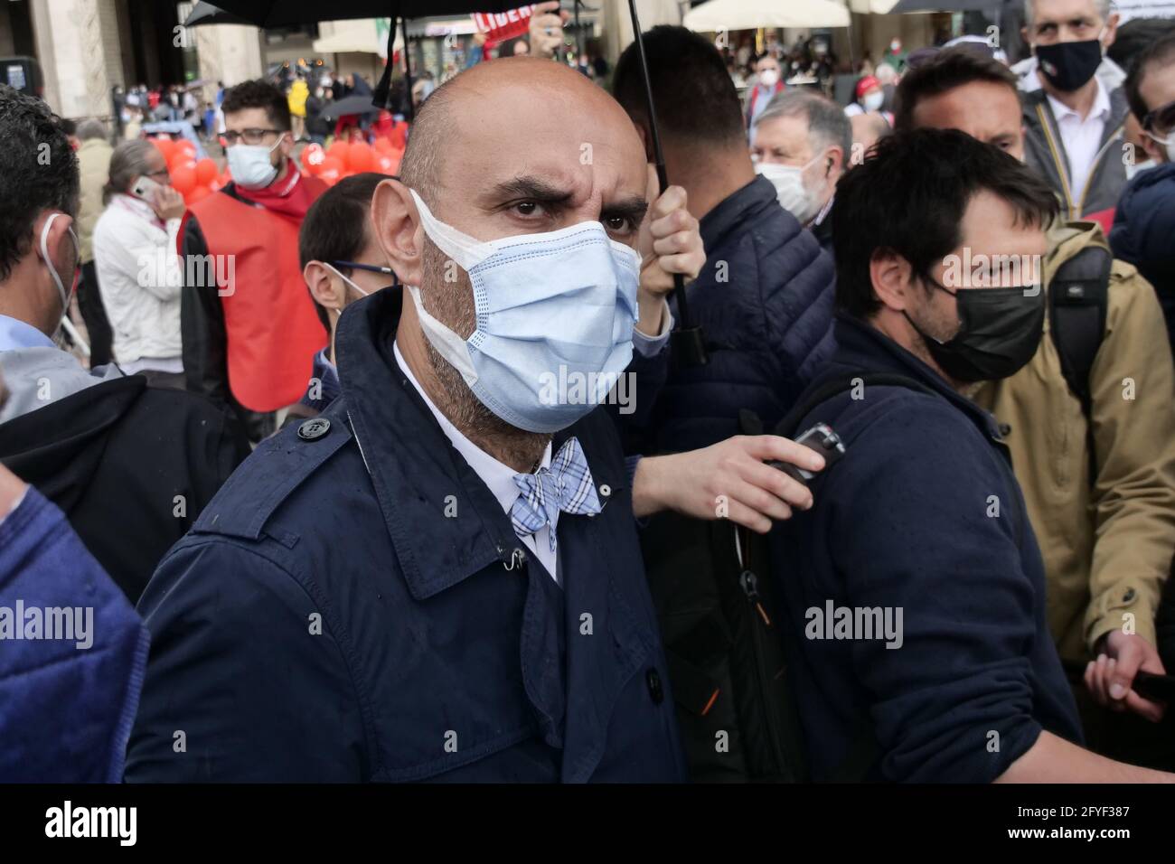 Simone Pillon at the manifestation no' to the liberticide of the Zan bill on homotransphobia in Duomo square, Milan. Stock Photo