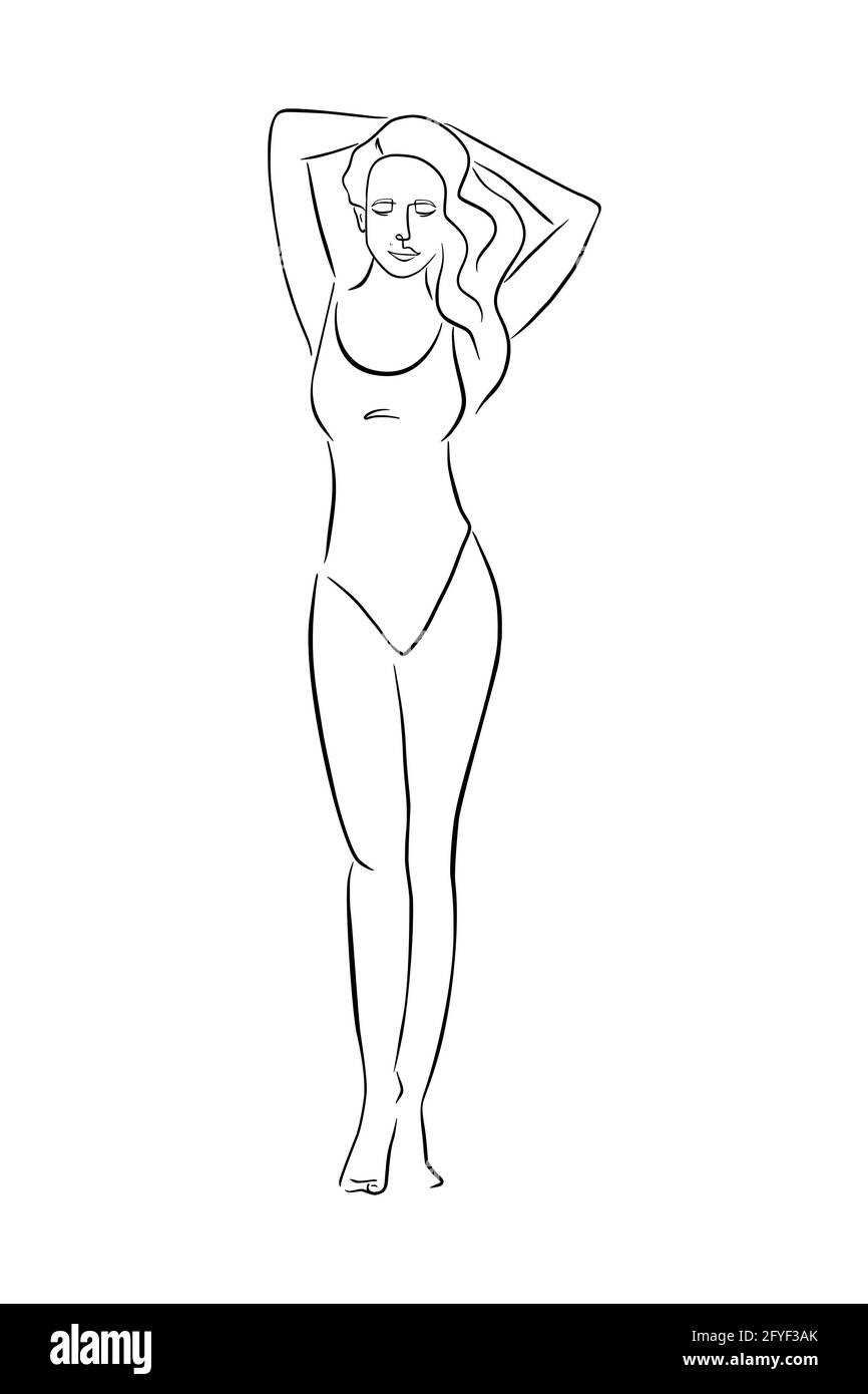 Woman body line drawing hi-res stock photography and images - Alamy