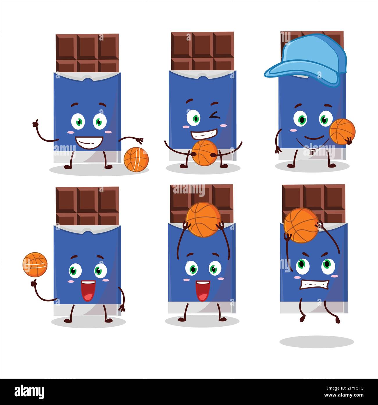 Talented chocolate bar cartoon character as a basketball athlete. Vector illustration Stock Vector