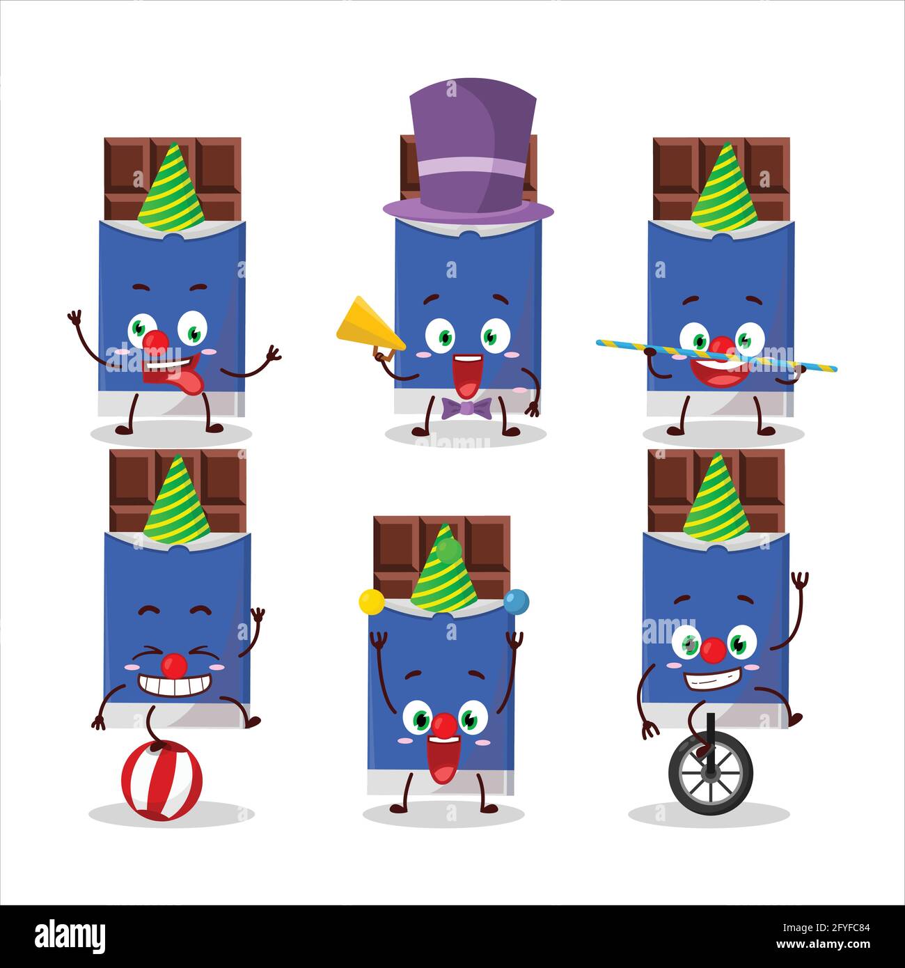 Cartoon character of chocolate bar with various circus shows. Vector illustration Stock Vector