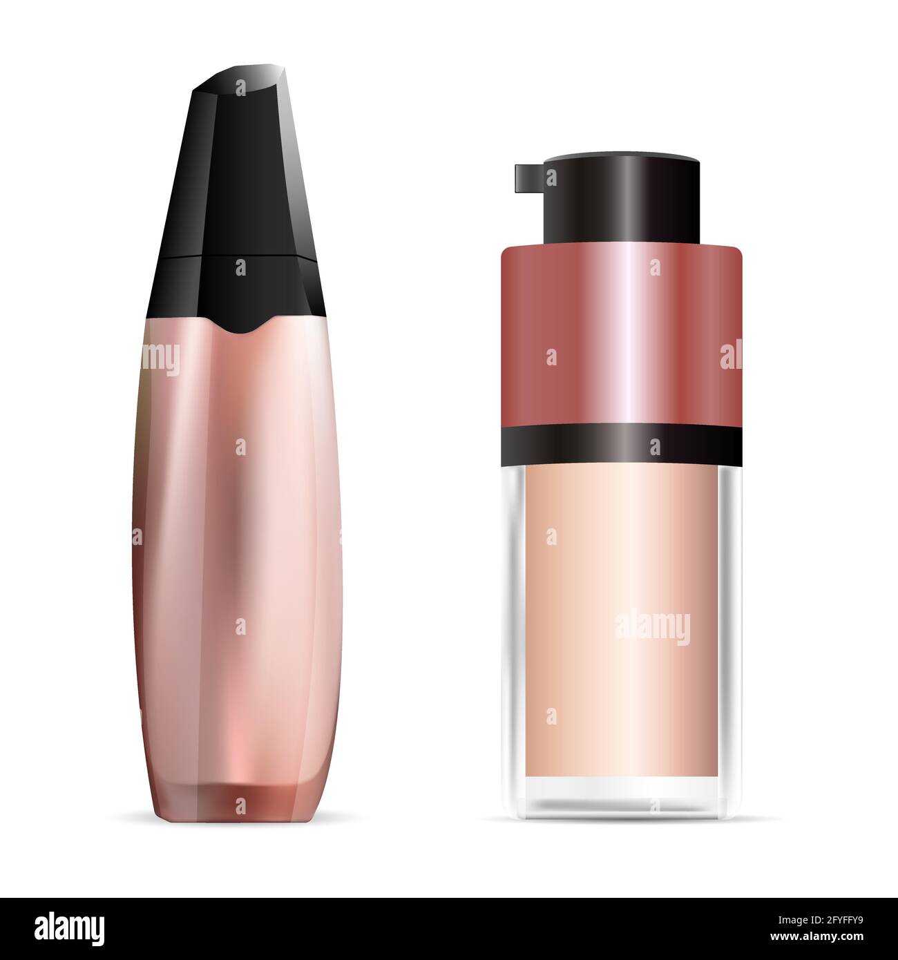 Cosmetic concealer bottle design, Foundation cream pump jar. Cosmetic base, makeup texture. Face skin toner luxury glossy container for promotion post Stock Vector