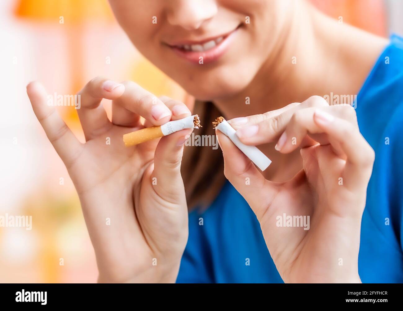 Woman wishing to quit smoking. Stock Photo