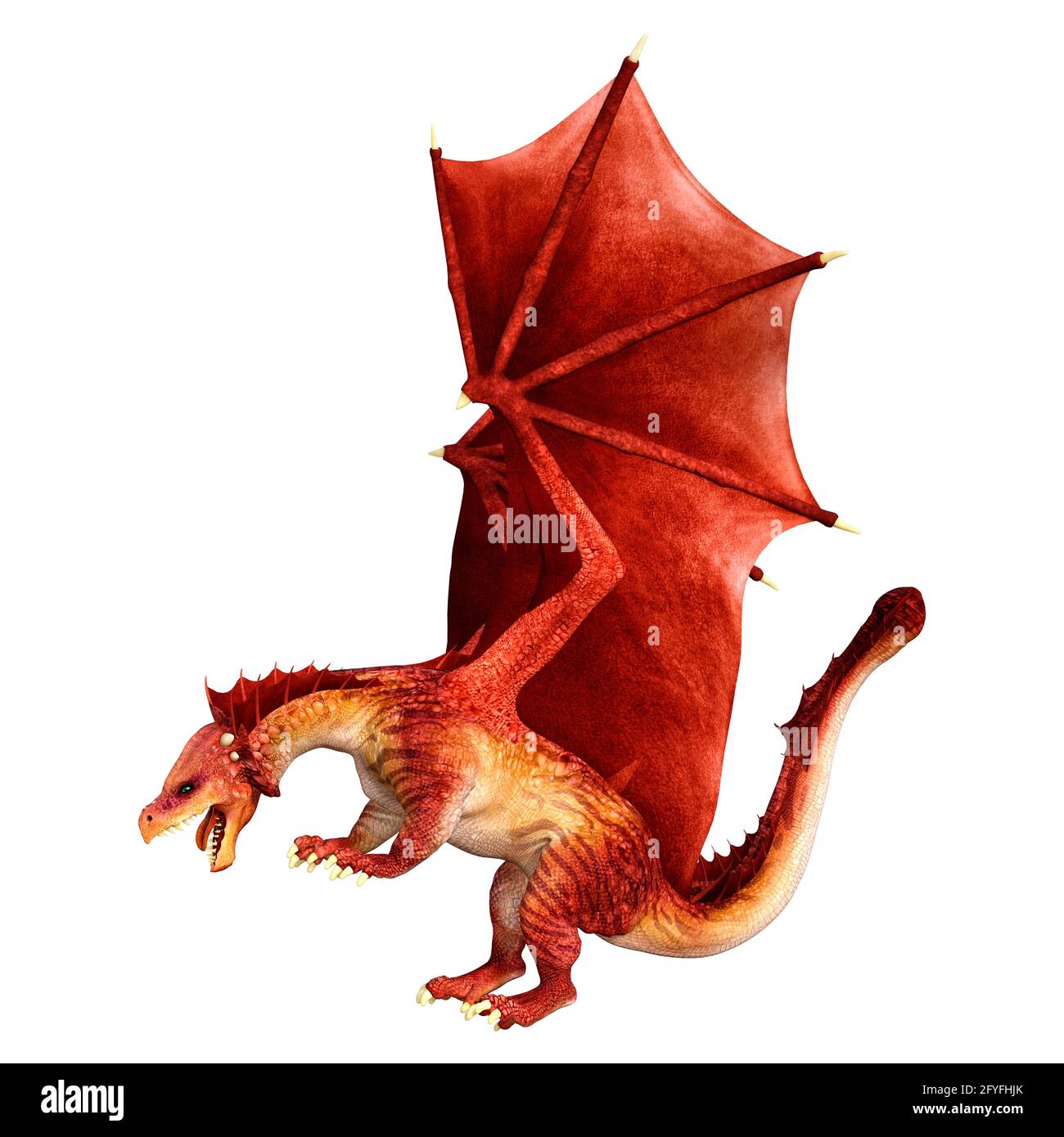 3D rendering of a fantasy dragon isolated on white background Stock ...