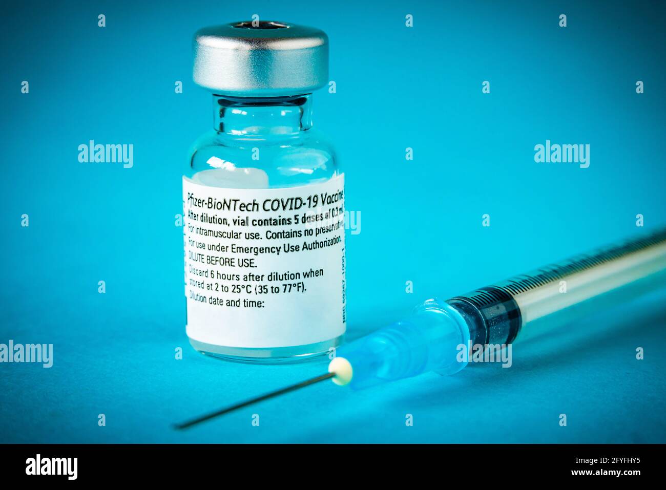 Pfizer-BioNTech BNT162b2 Covid-19 vaccine. Stock Photo