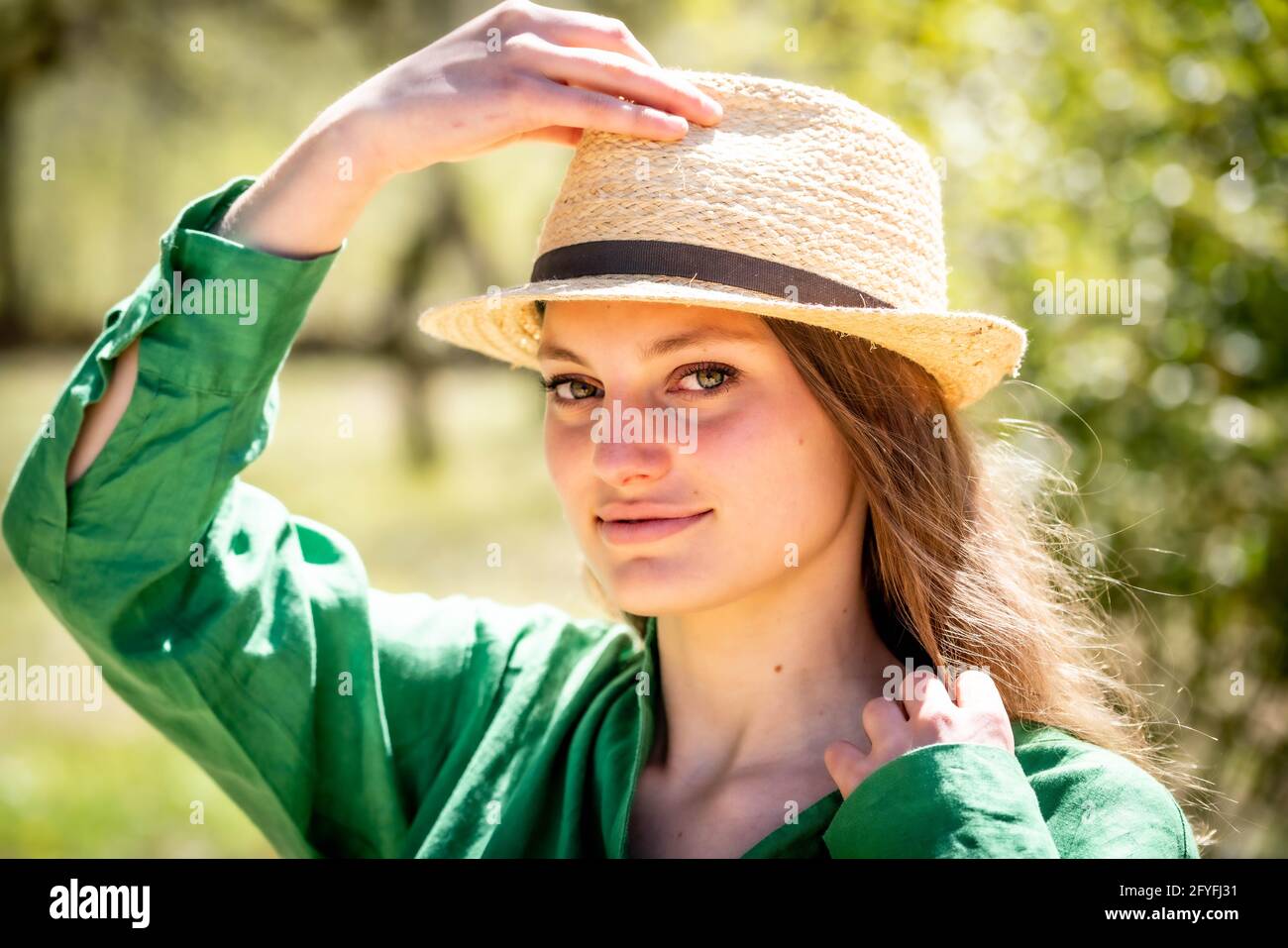Portrait of a woman in summer. Stock Photo