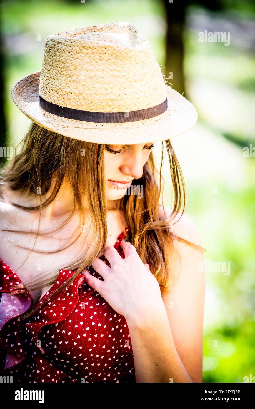 Portrait of a woman in summer Stock Photo - Alamy