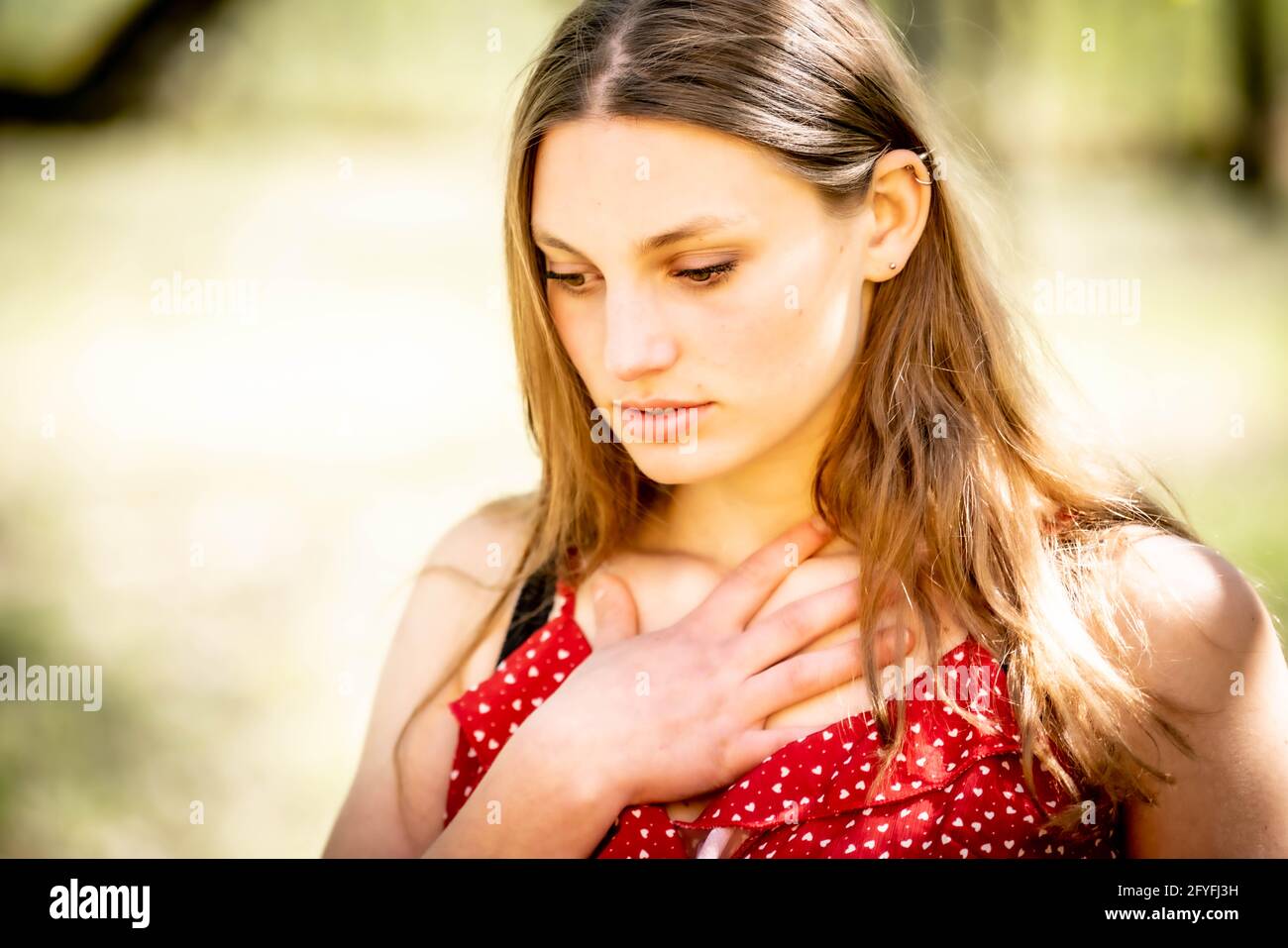 Woman out of breath. Stock Photo
