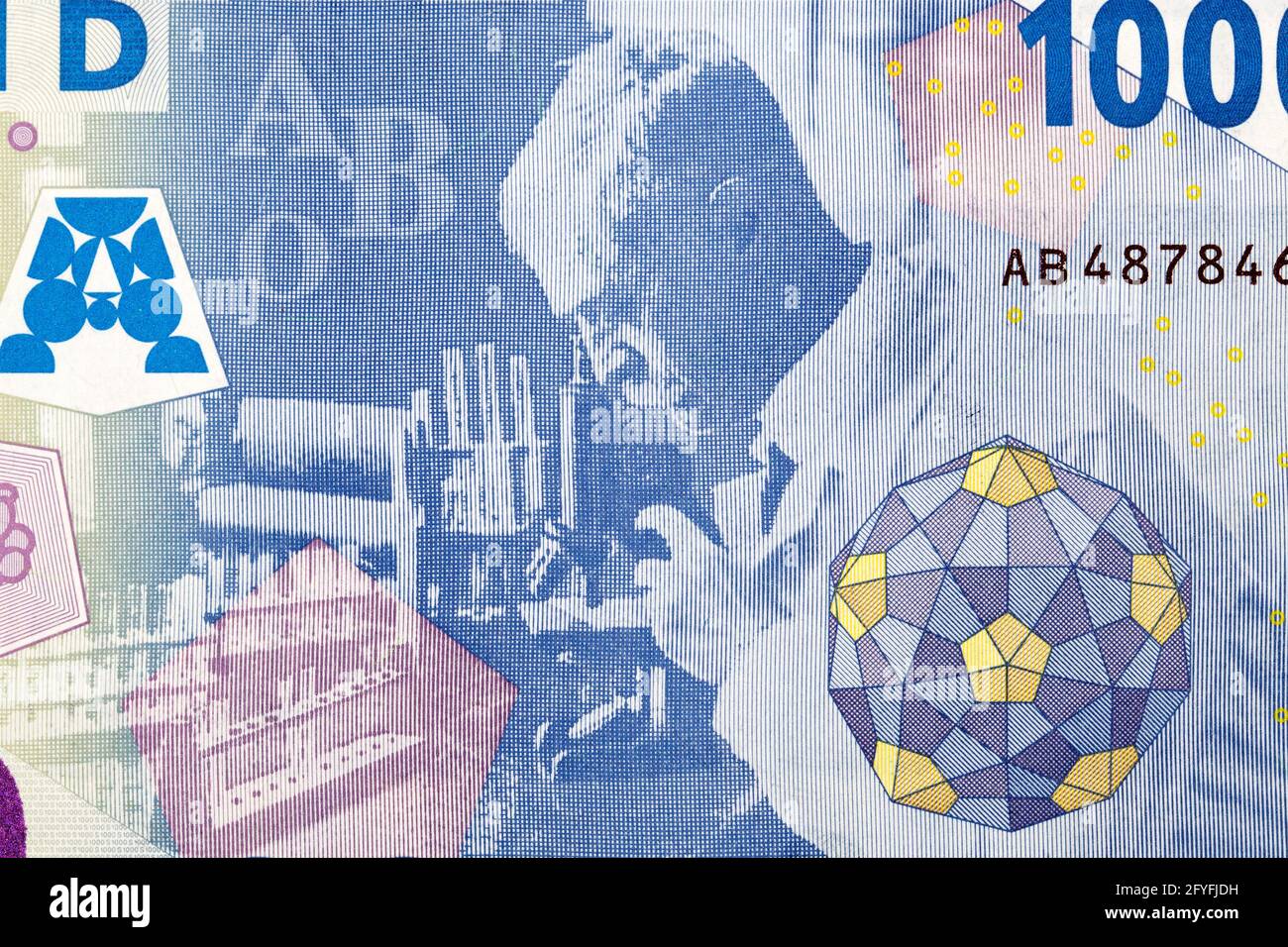 Karl Landsteiner working in his laboratory in Licenter from money Stock Photo