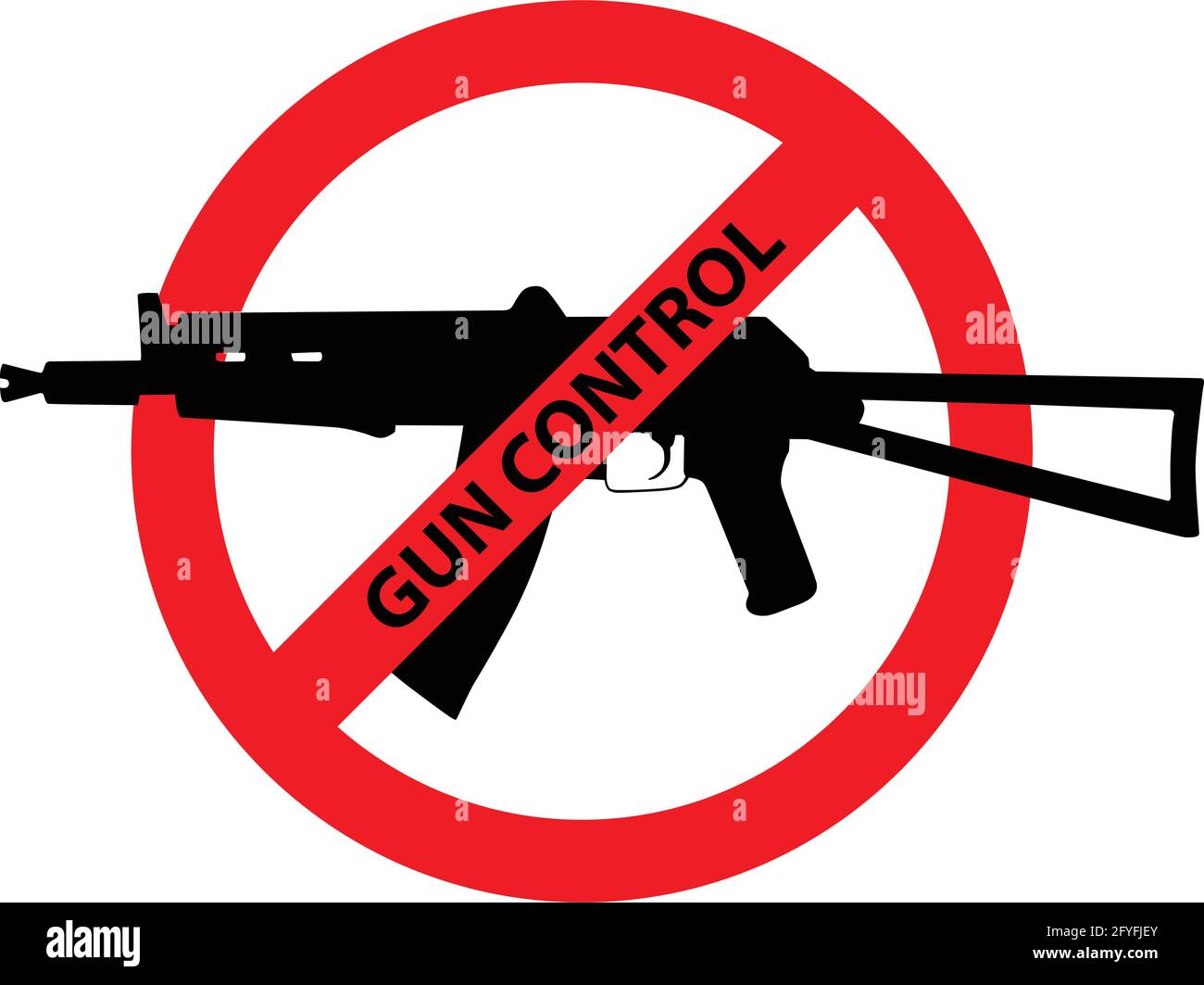 Caution sign about gun control. Restricted area, guns banned. Vector