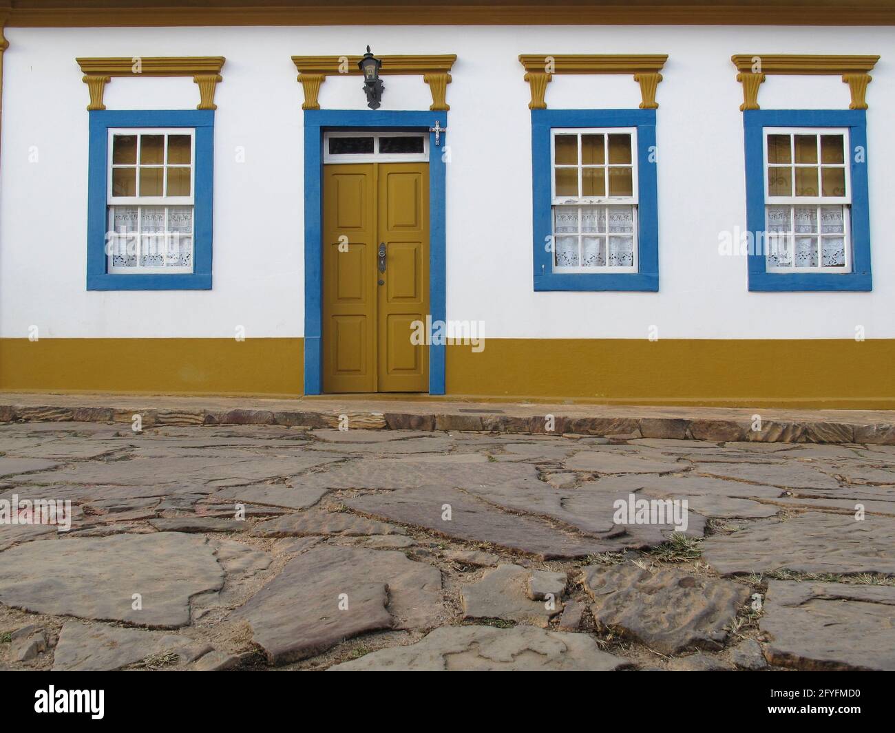 Tiradentes, Minas Gerais, Brazil - July 07, 2018: houses and characteristic architecture in the city historic Tiradentes, interior of Minas Gerais Stock Photo