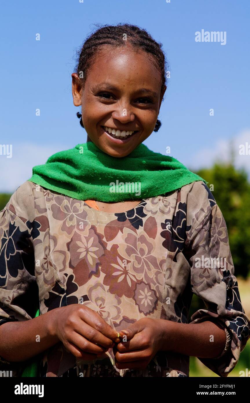 Atsbi (Tigray region), Ethiopia - September 2011: Ethiopian little girl