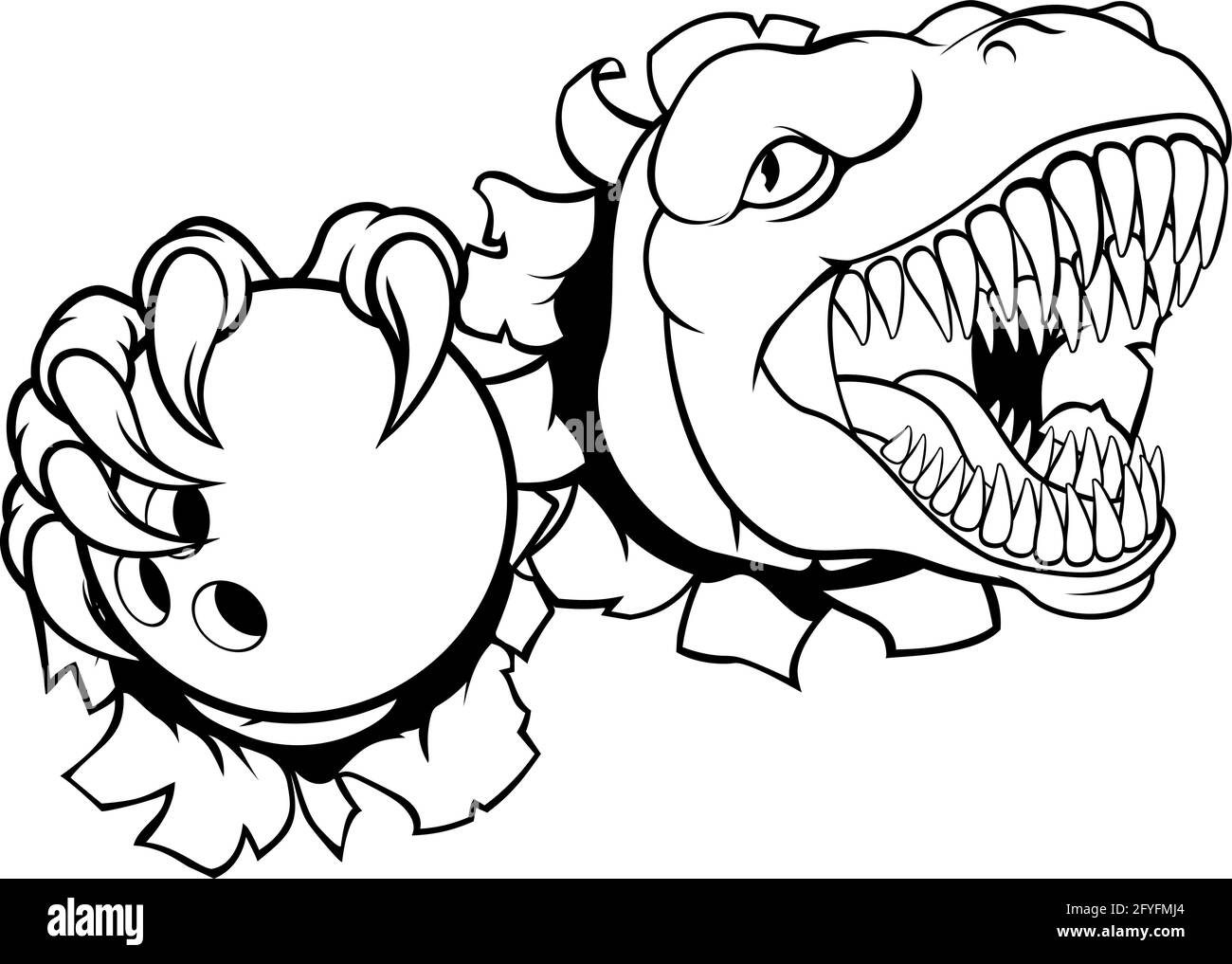 Dinosaur Bowling Player Animal Sports Mascot Stock Vector