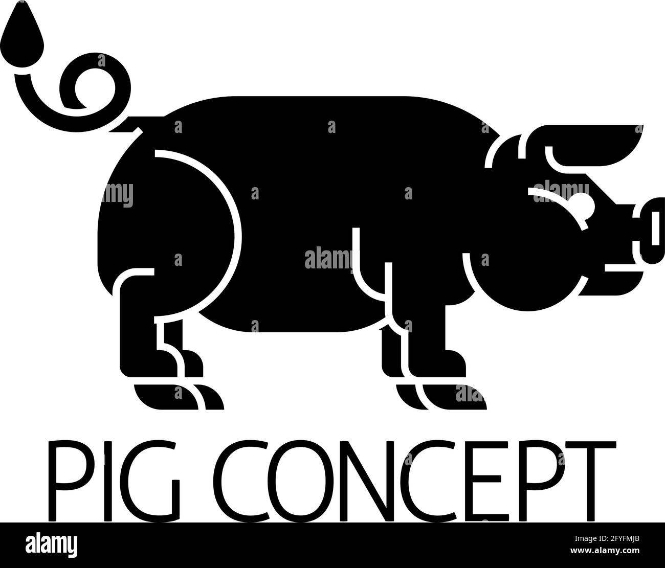 Pig Sign Label Icon Concept Stock Vector