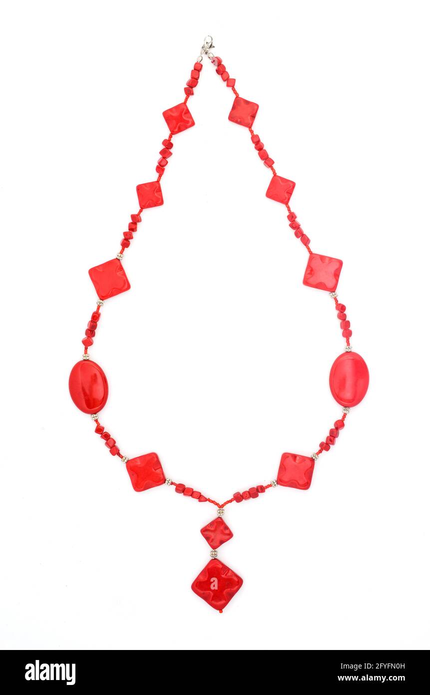 red beads isolated Stock Photo Alamy