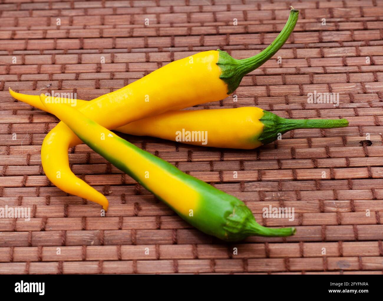 Yellow Cayenne peppers Stock Photo Alamy