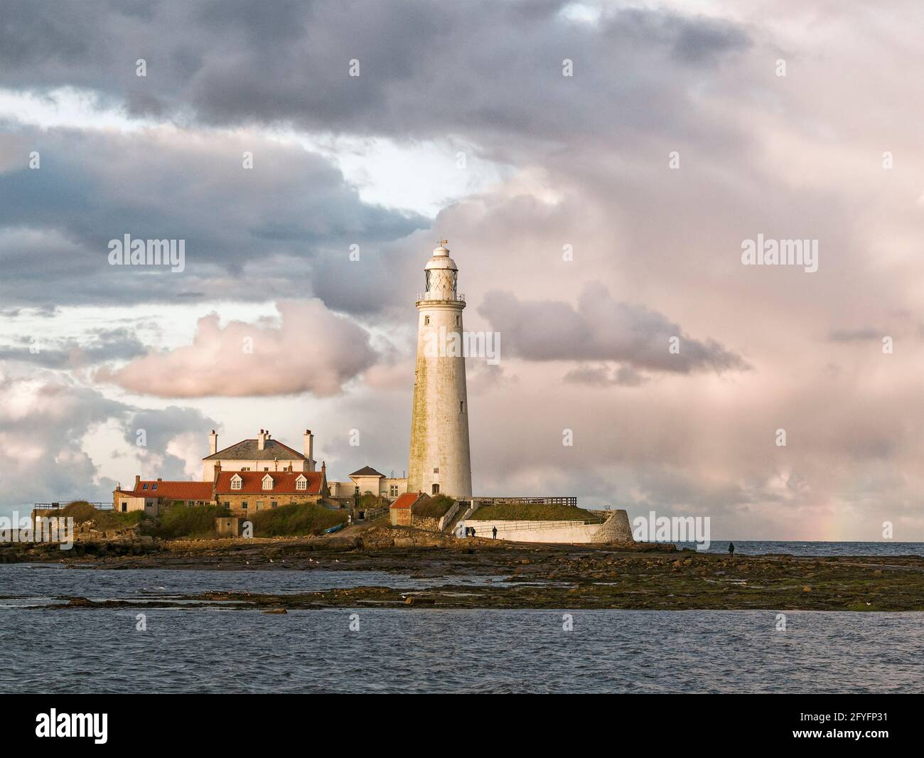 St Mary's Lighthous and Island at Whitley Bay, North Tyneside, UK Stock Photo