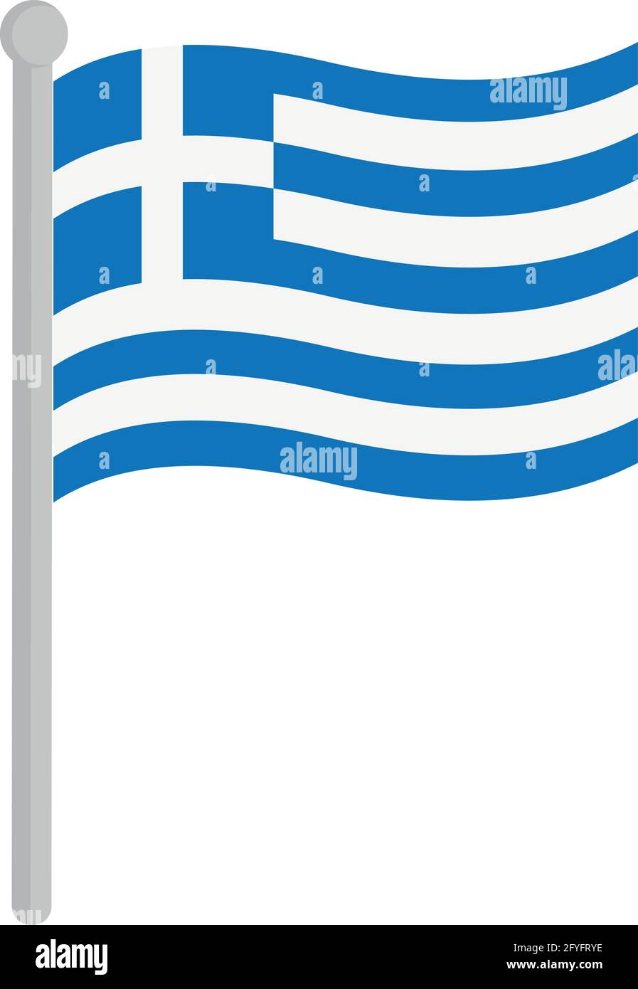Vector illustration of the flag of greece on a pole Stock Vector