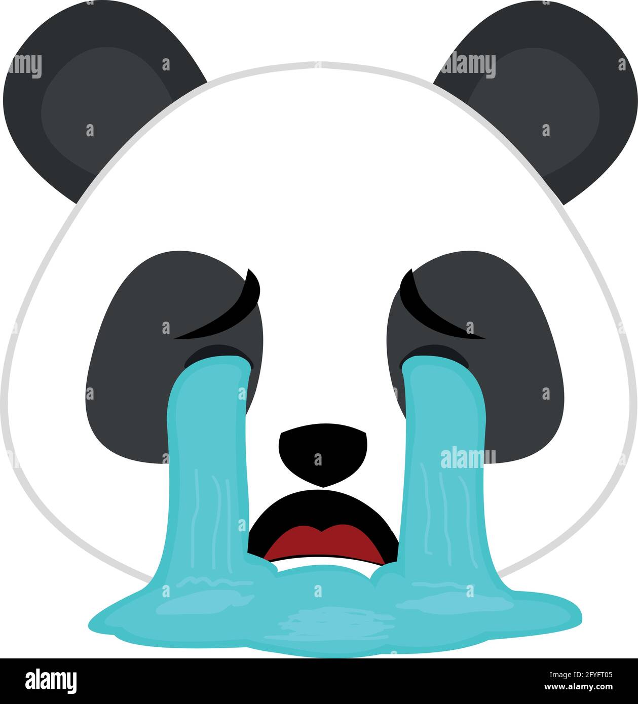 Vector emoticon illustration of the face of a cartoon panda bear crying Stock Vector