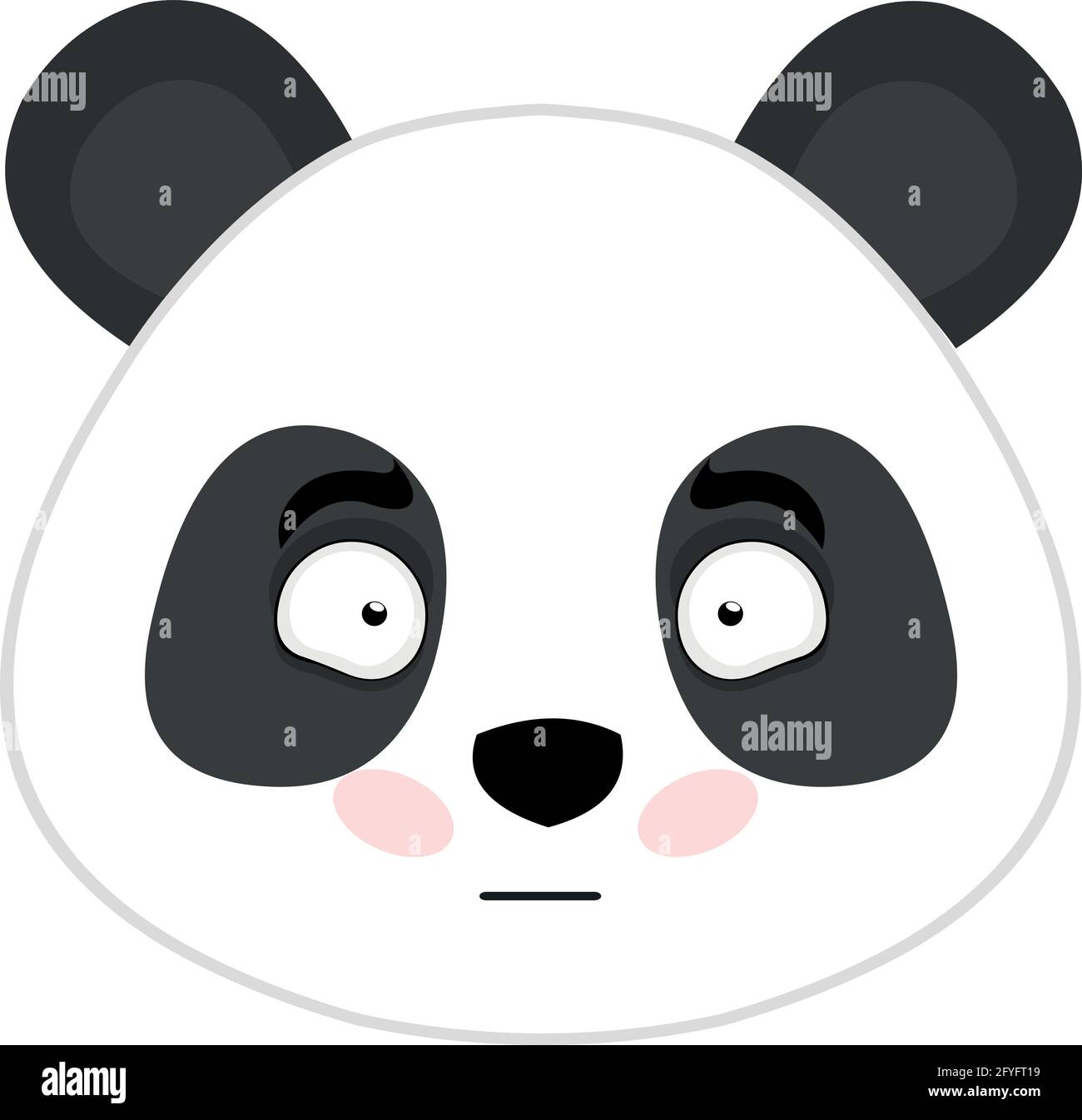 Vector emoticon illustration of the face of a cartoon panda bear with a blush on his face Stock Vector