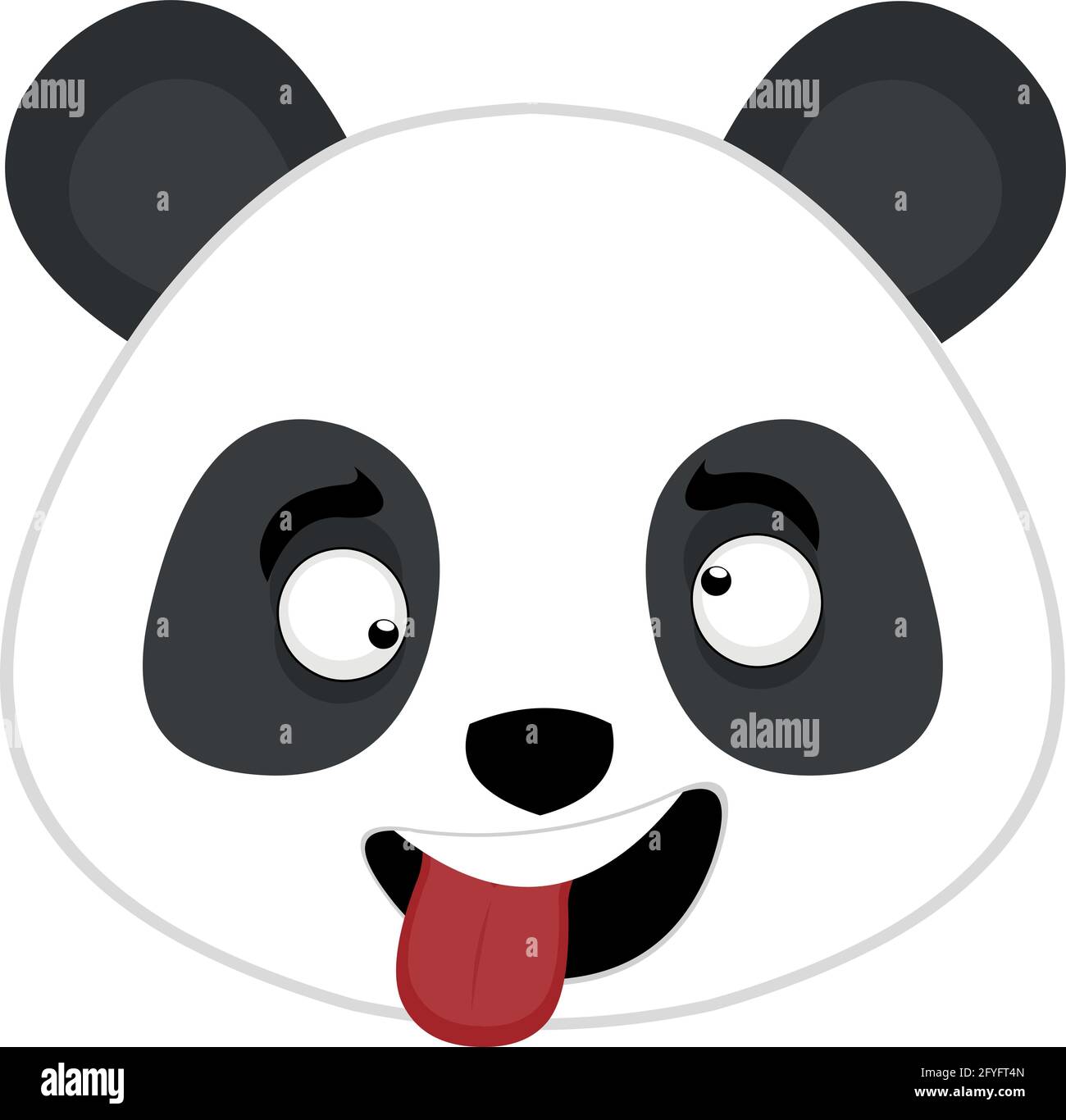 Vector emoticon illustration of the face of a cartoon panda bear with a funny expression Stock Vector