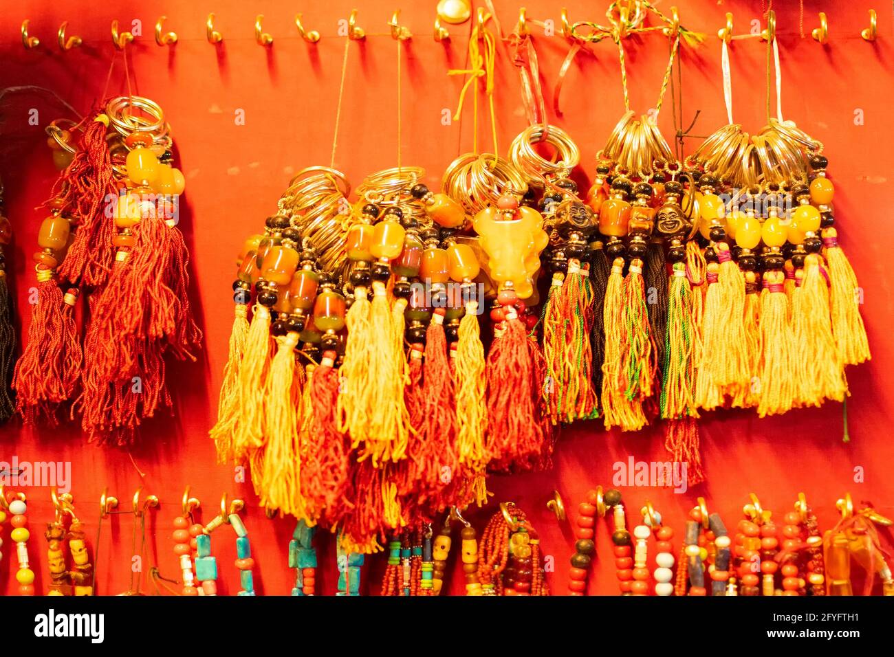 Tibetan ornaments on display at local market , Leh, Ladakh, India