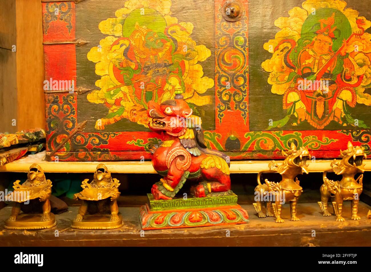 Chinese dragon toy on display at local market , Leh, Ladakh, India. These toys are popular for Ladakhi people. Stock Photo