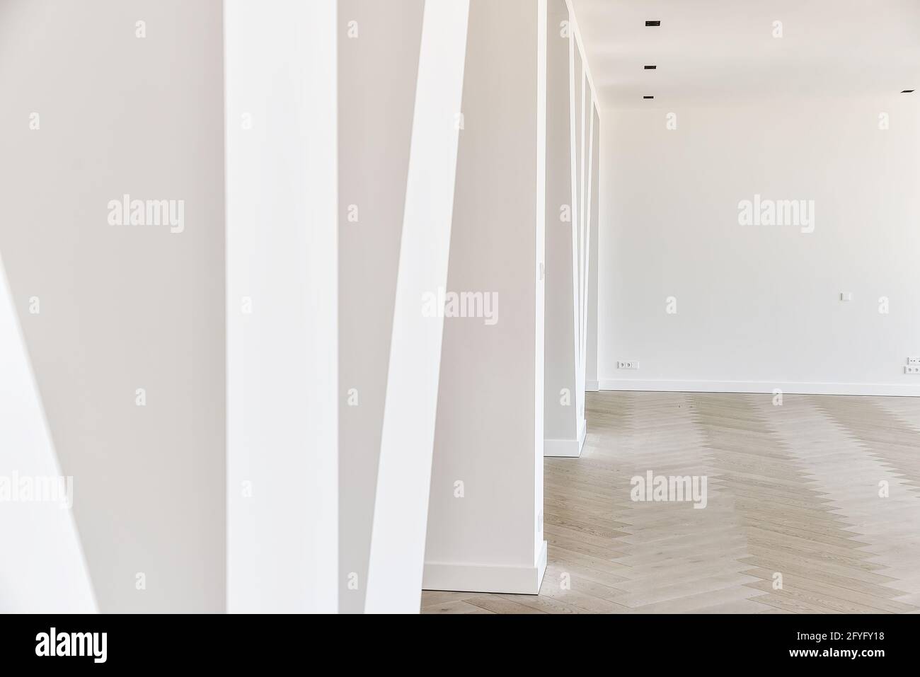 Image showcasing Luxury open plan penthouse apartment with parquet flooring and row of ...