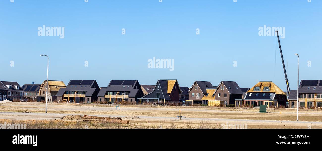 Newly build modern and sustainable Dutch houses Stock Photo