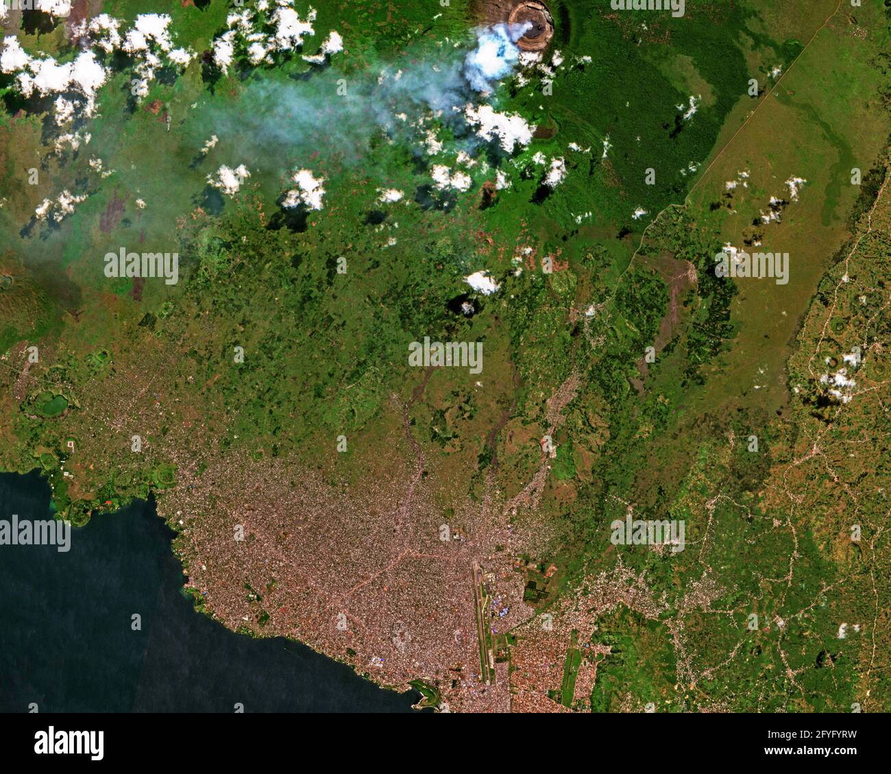 Satellite image of Goma, Democratic Republic of the Congo Stock Photo