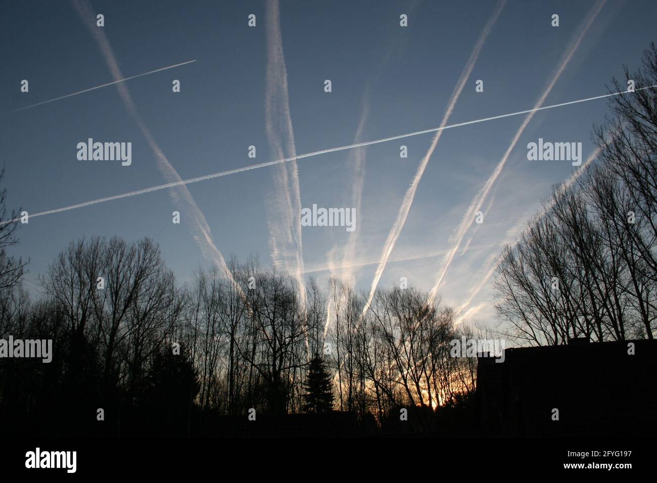 Clear sky with chemtrails hi-res stock photography and images - Alamy