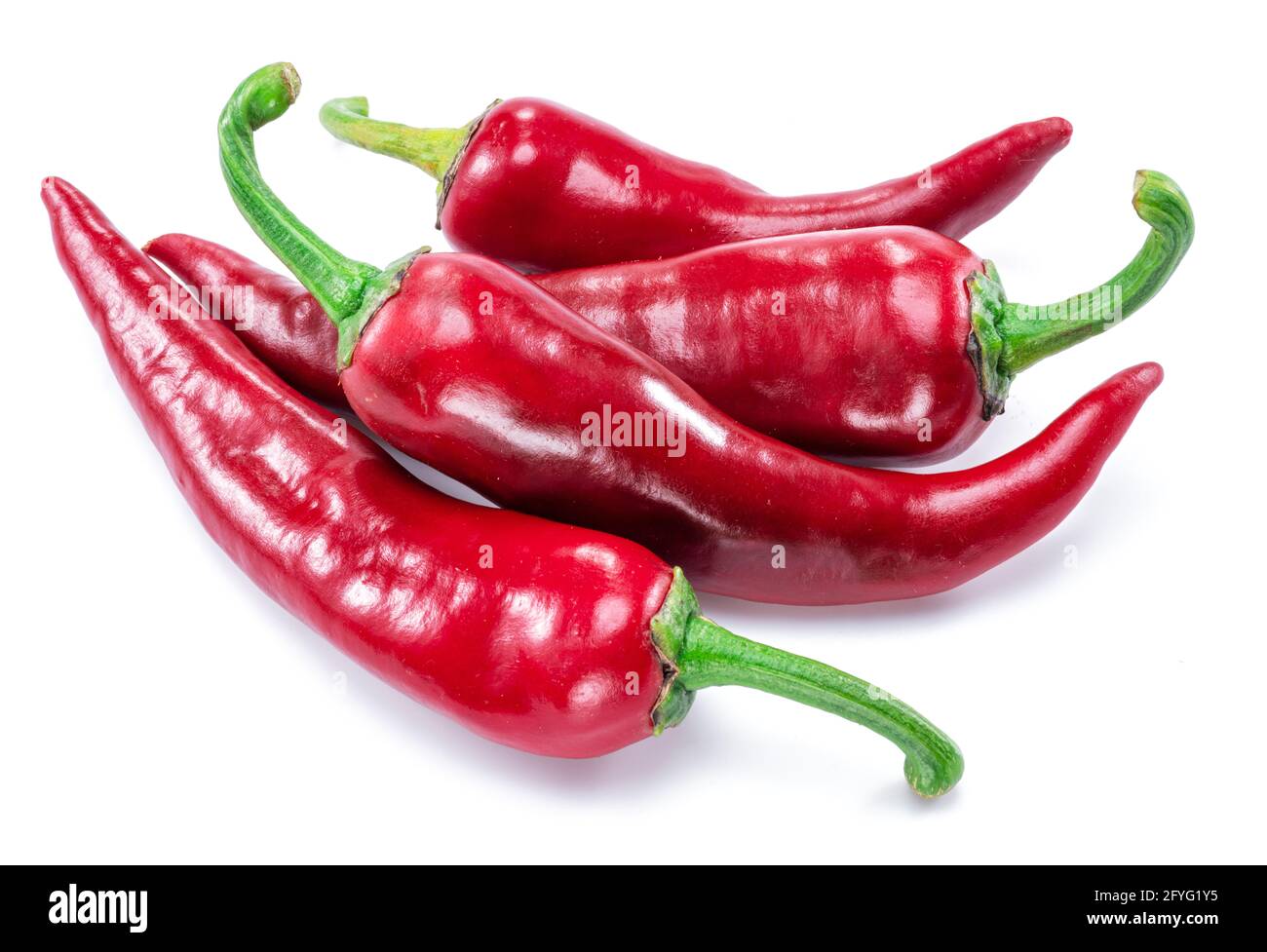 Fresh red chilli peppers isolated on white background Stock Photo - Alamy