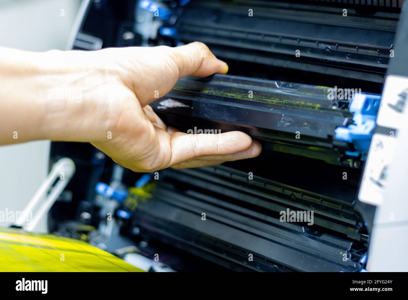 Man replacing toner in laser printer. toner printer cartridge print laser  office supplies refill concept Stock Photo - Alamy