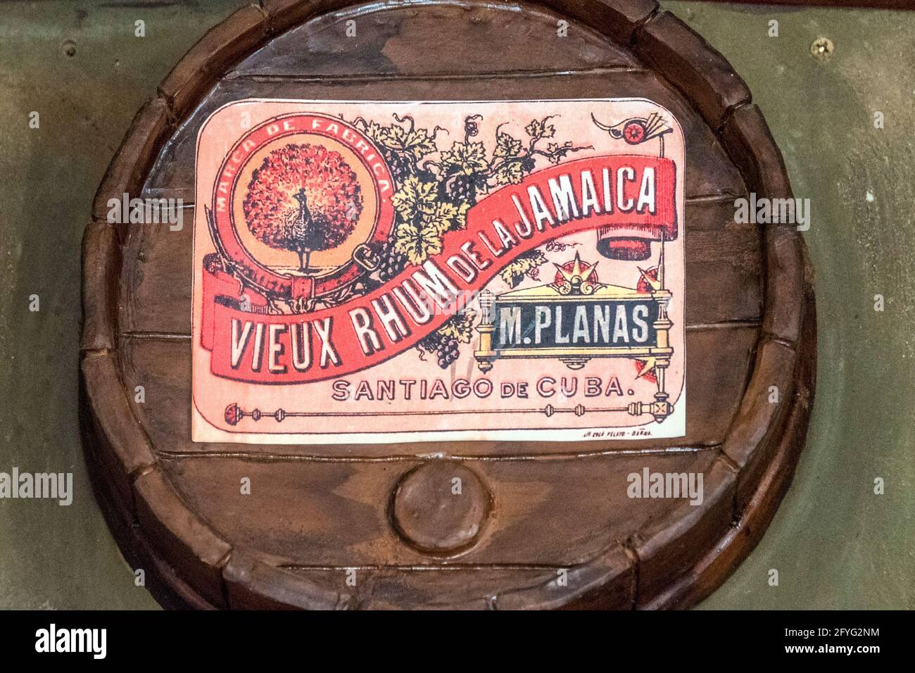 Vintage Cuban rum labels in the House of Rum, Santiago de Cuba, Cuba